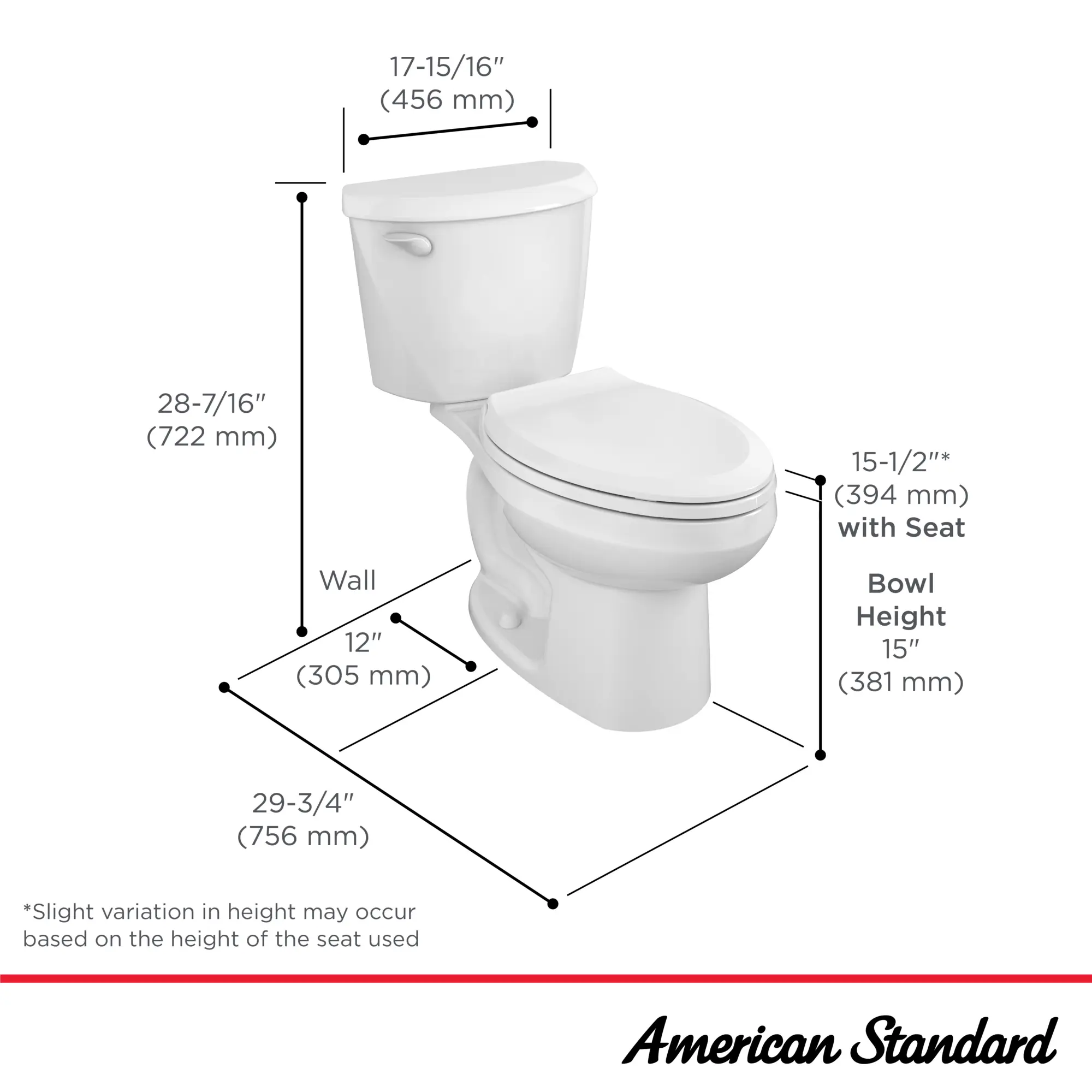 Colony®3 Two-Piece 1.28 gpf/4.8 Lpf Standard Height Elongated Toilet Less Seat - Image 18