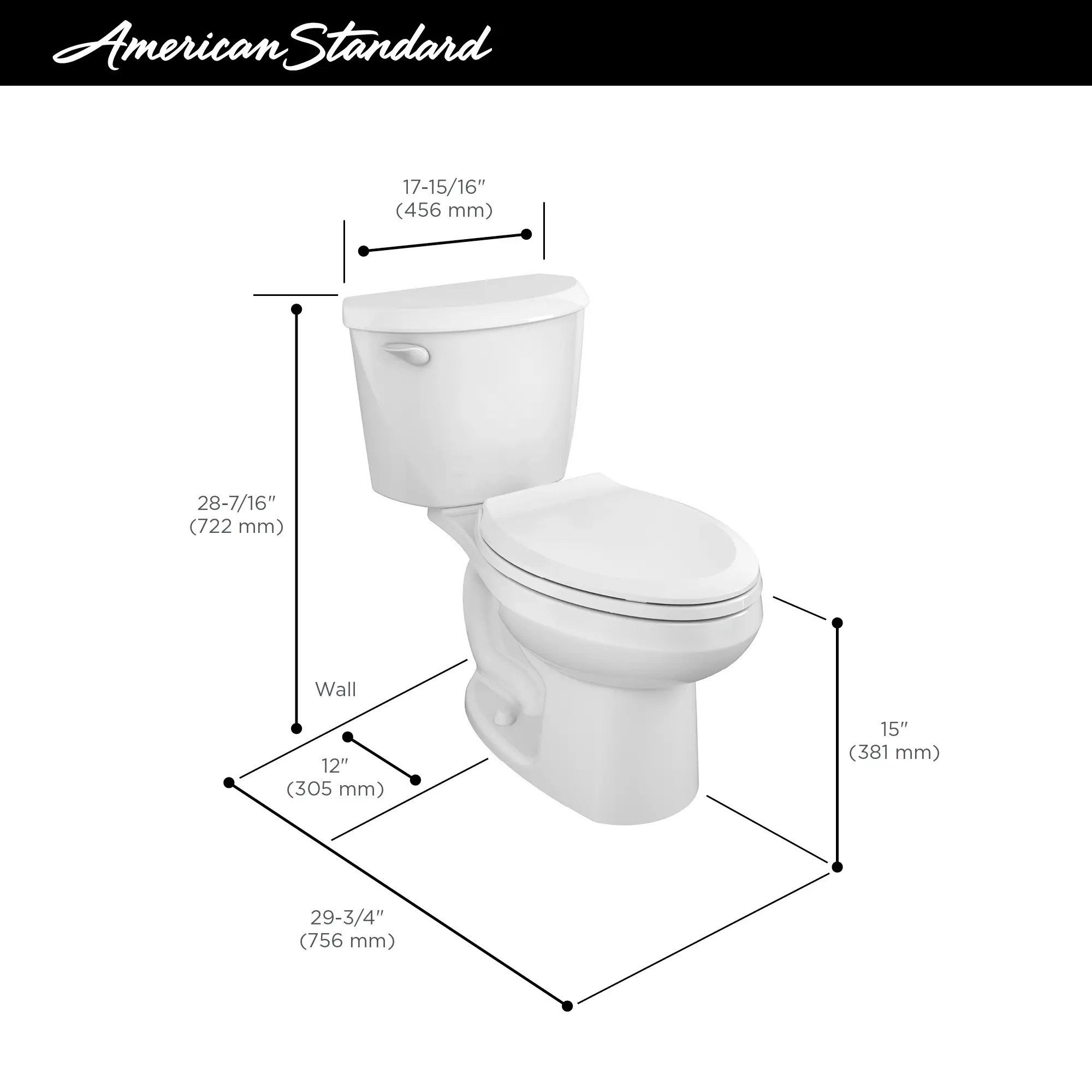 Colony®3 Two-Piece 1.28 gpf/4.8 Lpf Standard Height Elongated Toilet Less Seat - Image 27