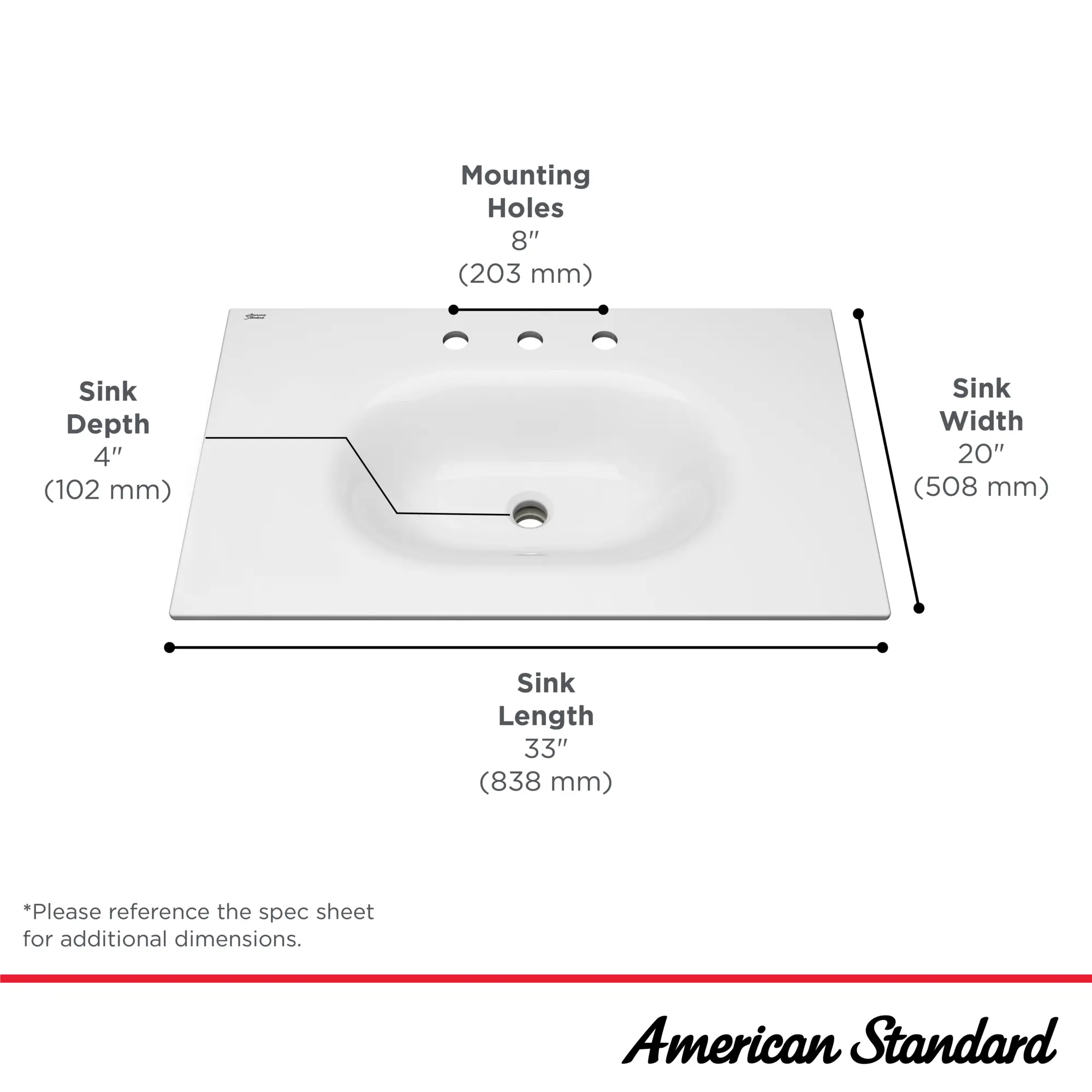 Studio® S 33-Inch Vitreous China Vanity Sink Top 8-Inch Centers - Image 20