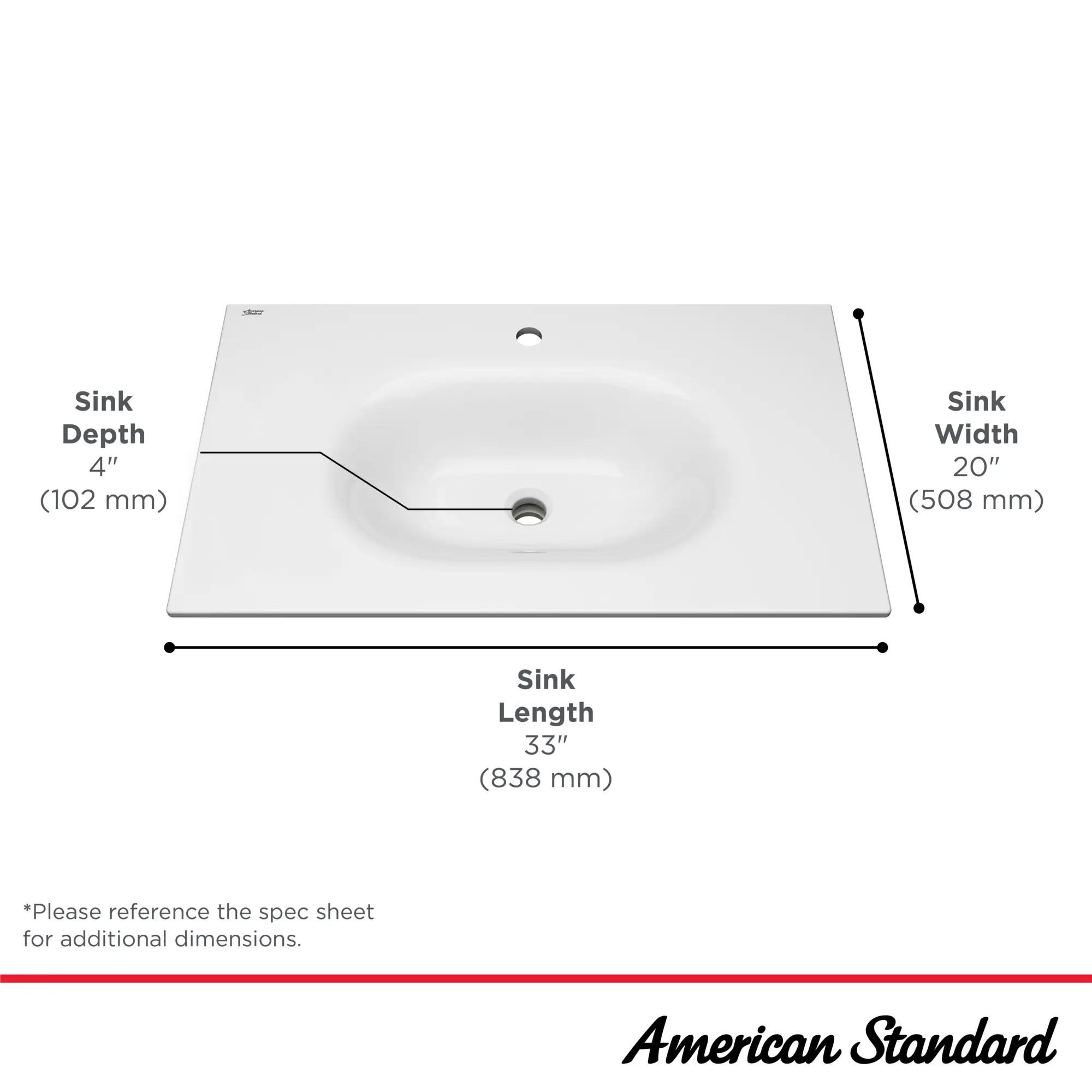 Studio® S 33-Inch Vitreous China Vanity Sink Top Center Hole Only - Image 11